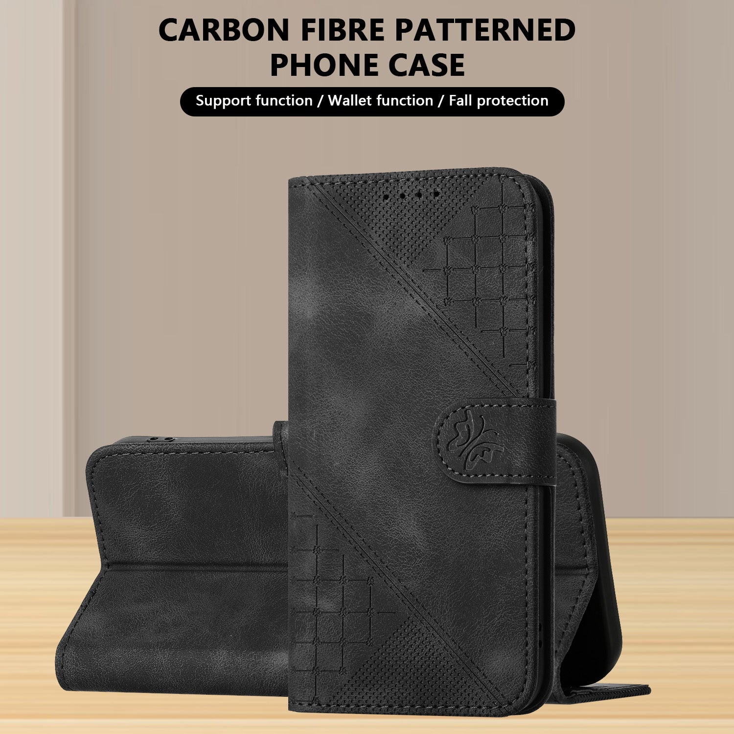 For Xiaomi 17 Pro Max Leather Wallet Case Butterfly Flower Imprinted Phone Cover with Strap - Black