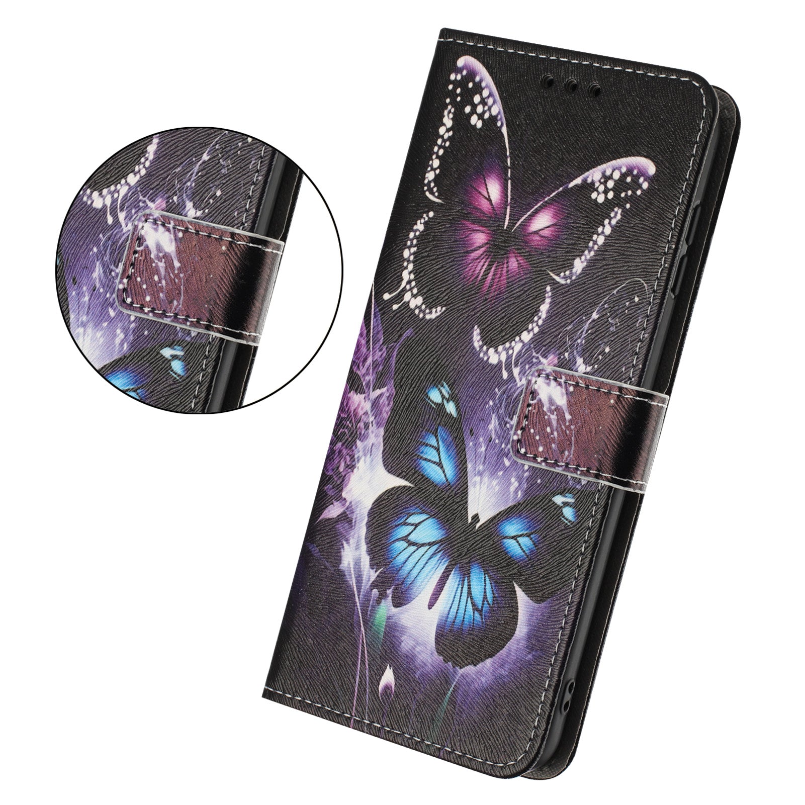 For Xiaomi 17 Pro Max Wallet Case Pattern Printing PU Leather Phone Cover with Lanyard - Two Butterflies