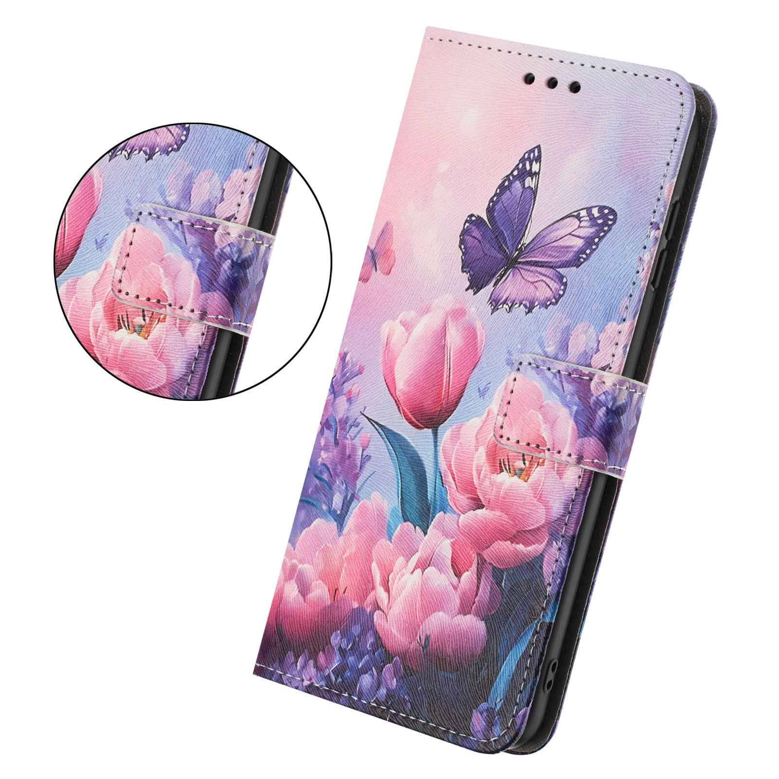 For Xiaomi 17 Pro Wallet Case Pattern Printing PU Leather Phone Cover with Lanyard - Pink Flower Butterfly