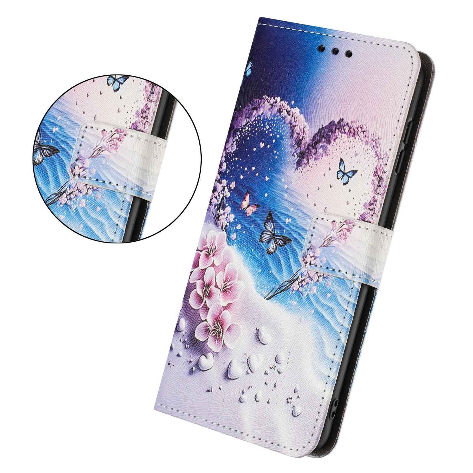 For Xiaomi 17 Pro Wallet Case Pattern Printing PU Leather Phone Cover with Lanyard - Heart Butterfly