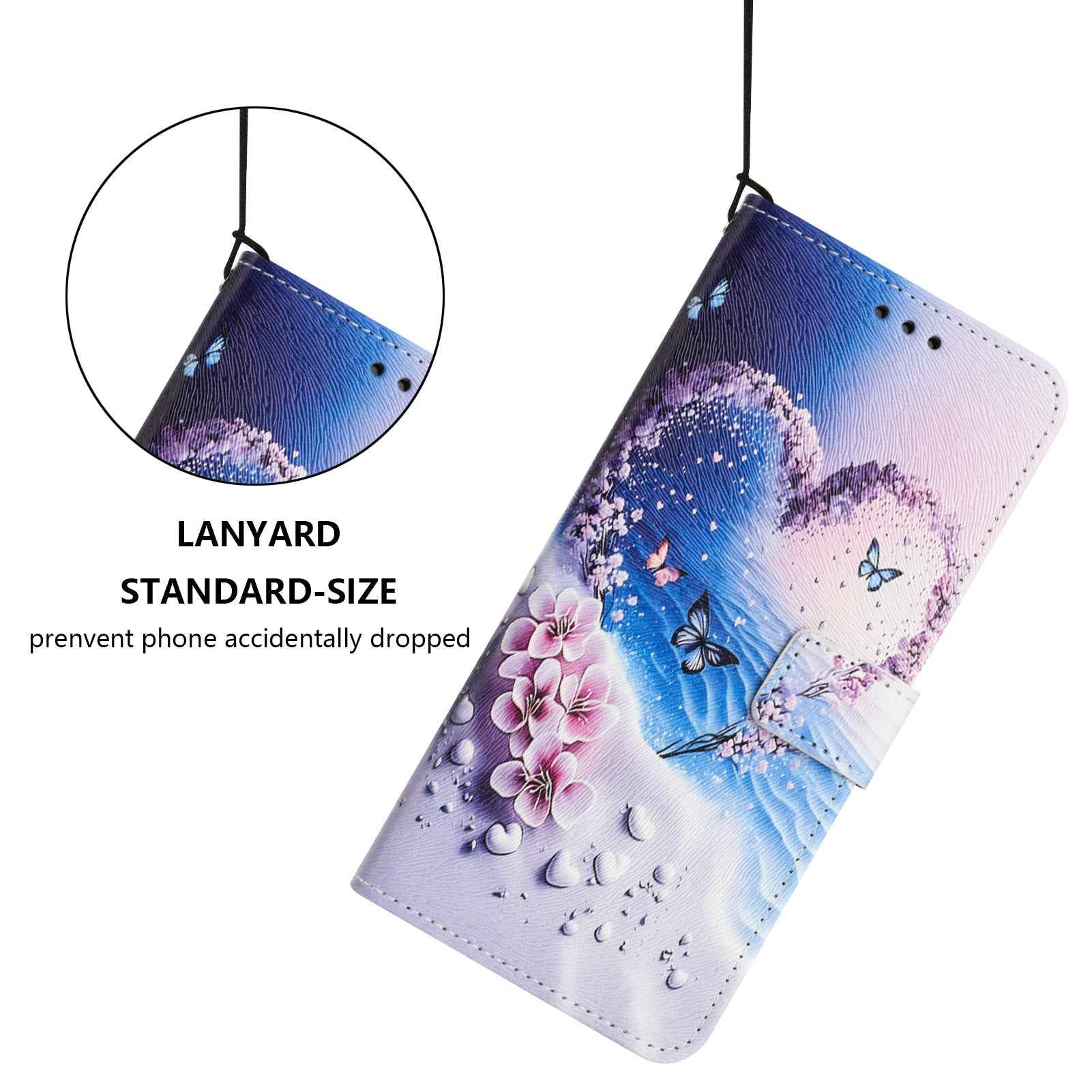 For Xiaomi 17 Pro Wallet Case Pattern Printing PU Leather Phone Cover with Lanyard - Heart Butterfly