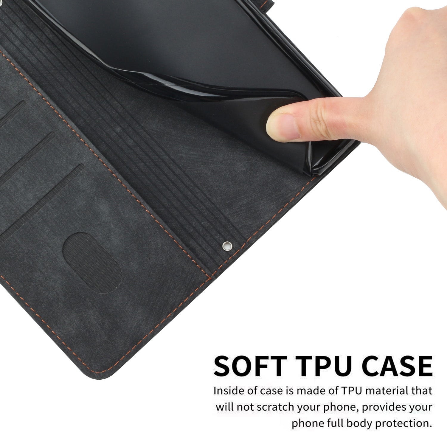 For Xiaomi 17 Pro Max Stand Case Imprinted Lines Leather Phone Cover - Black