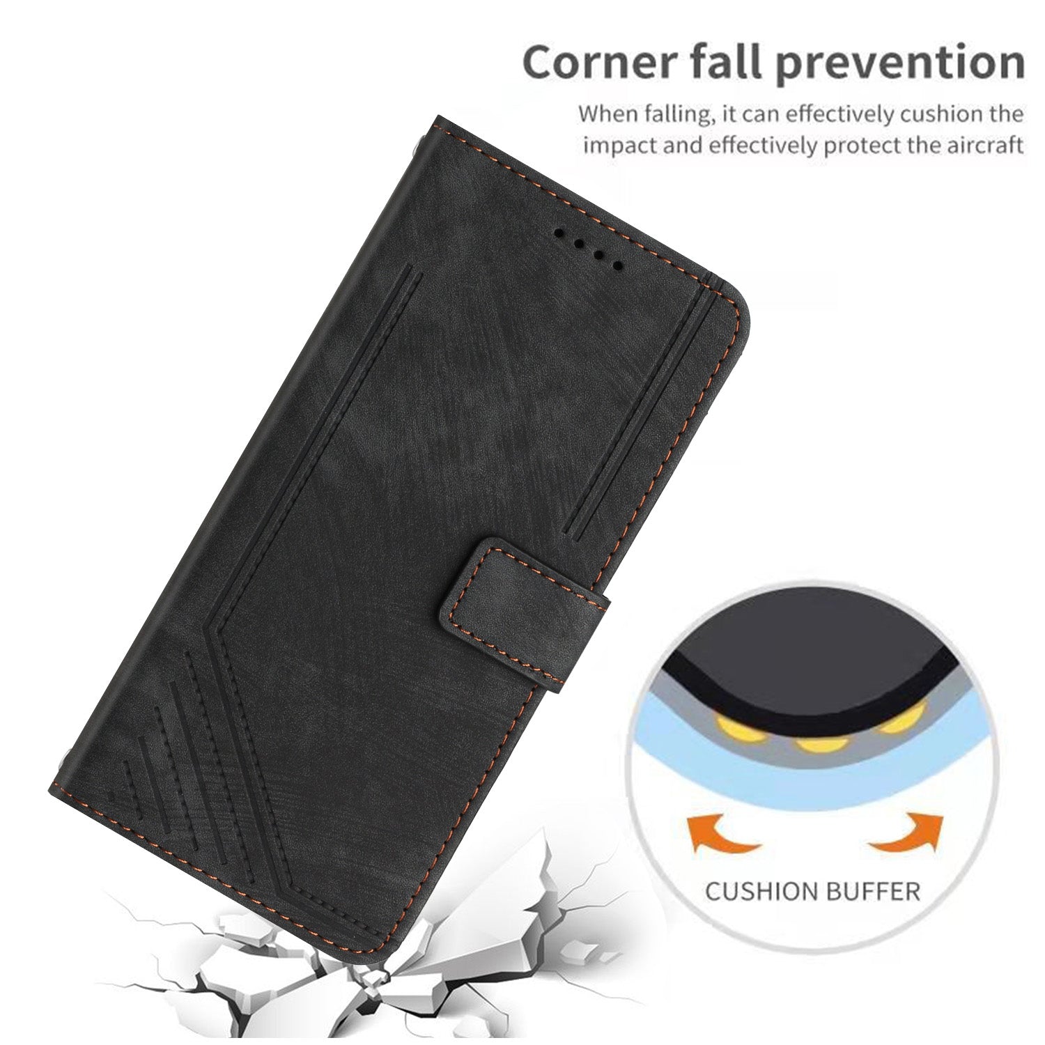 For Xiaomi 17 Pro Max Stand Case Imprinted Lines Leather Phone Cover - Black