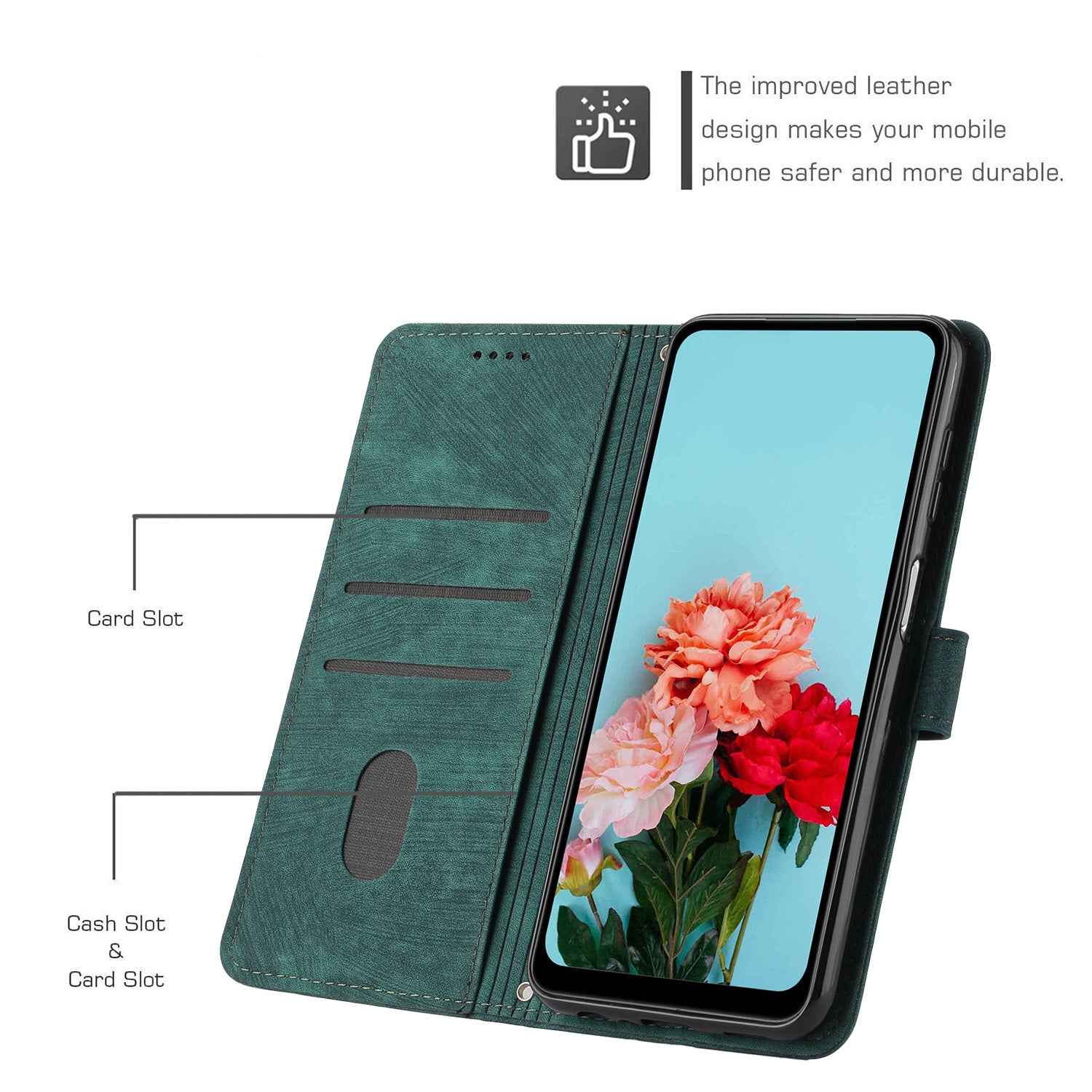 For Xiaomi 17 Pro Stand Case Imprinted Lines Leather Phone Cover - Green