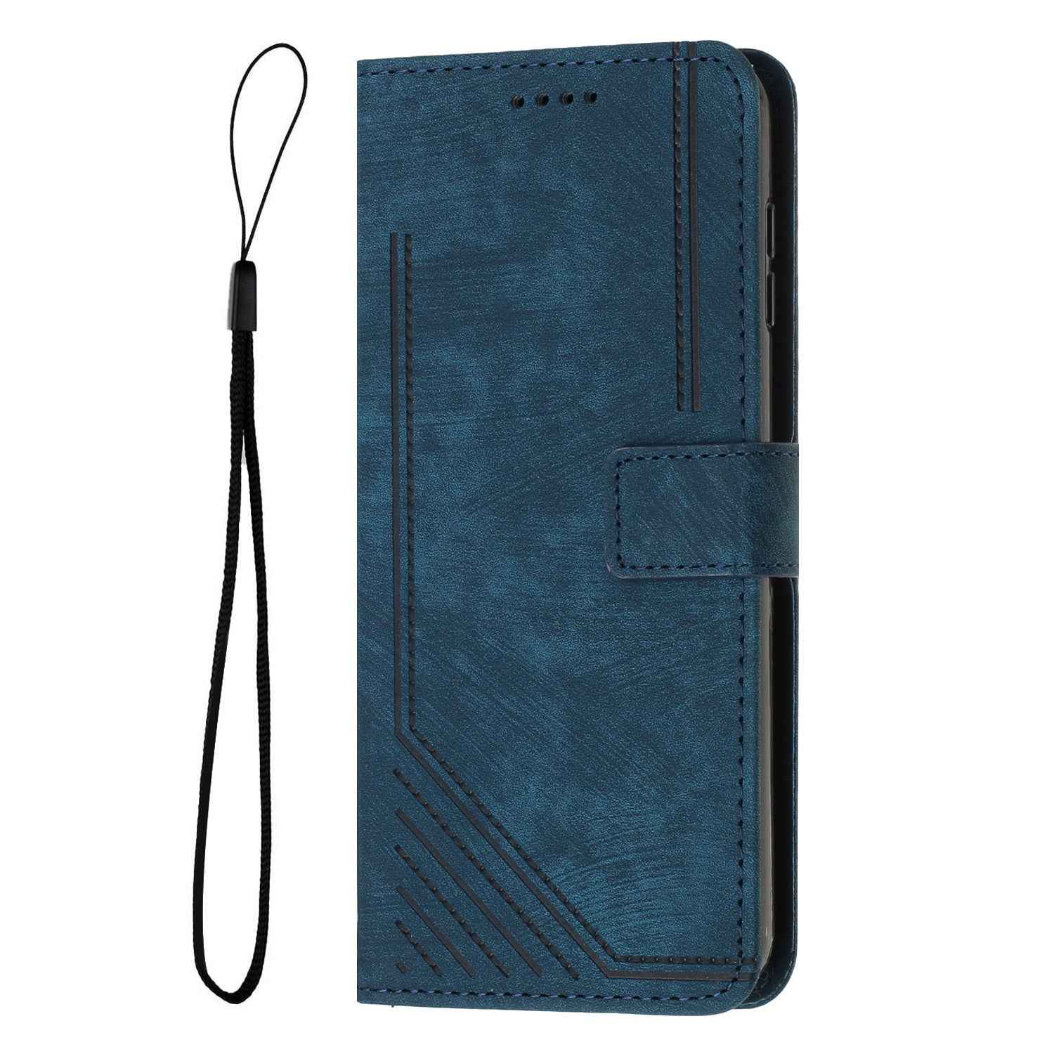 For Xiaomi 17 Pro Stand Case Imprinted Lines Leather Phone Cover - Sapphire