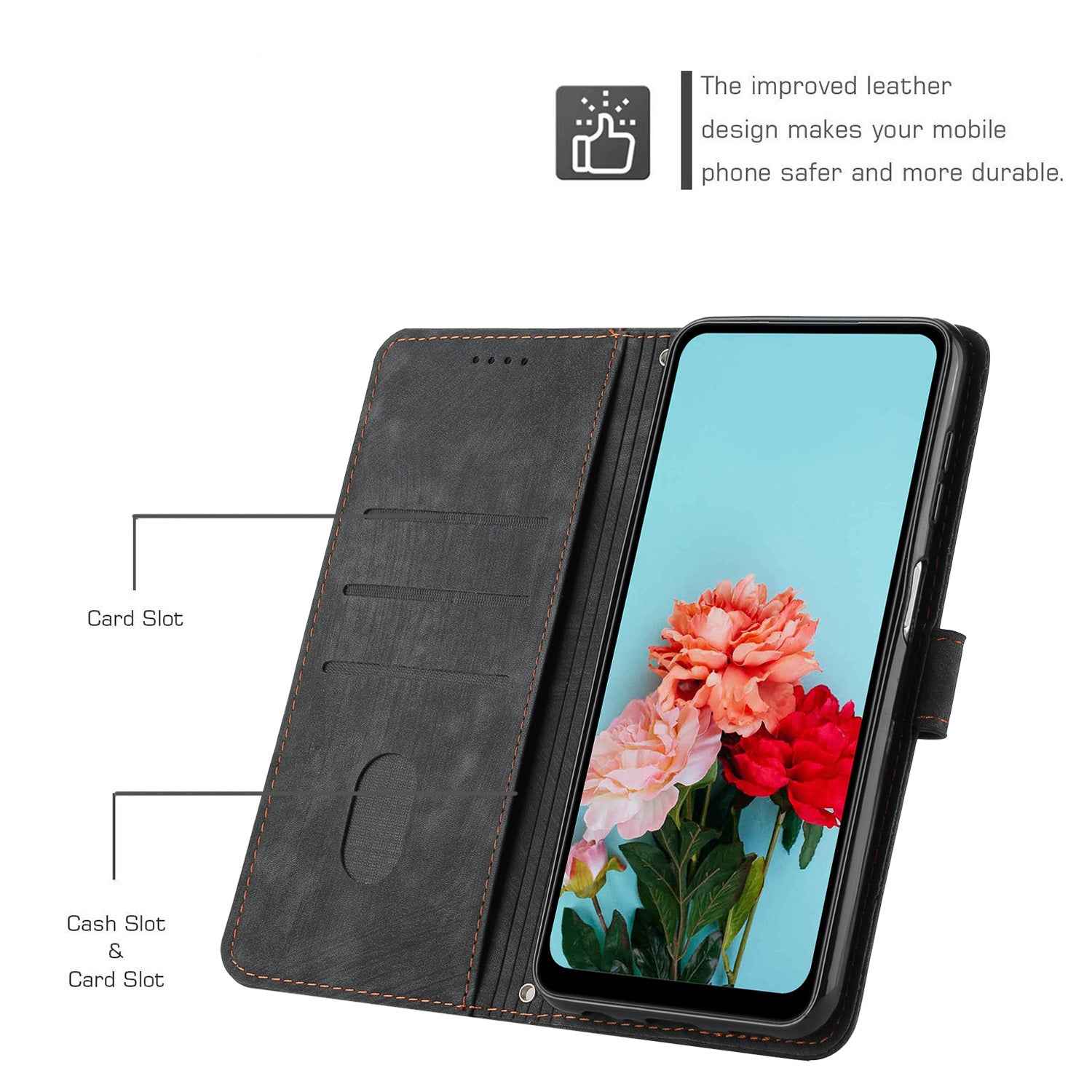 For Xiaomi 17 Pro Stand Case Imprinted Lines Leather Phone Cover - Black
