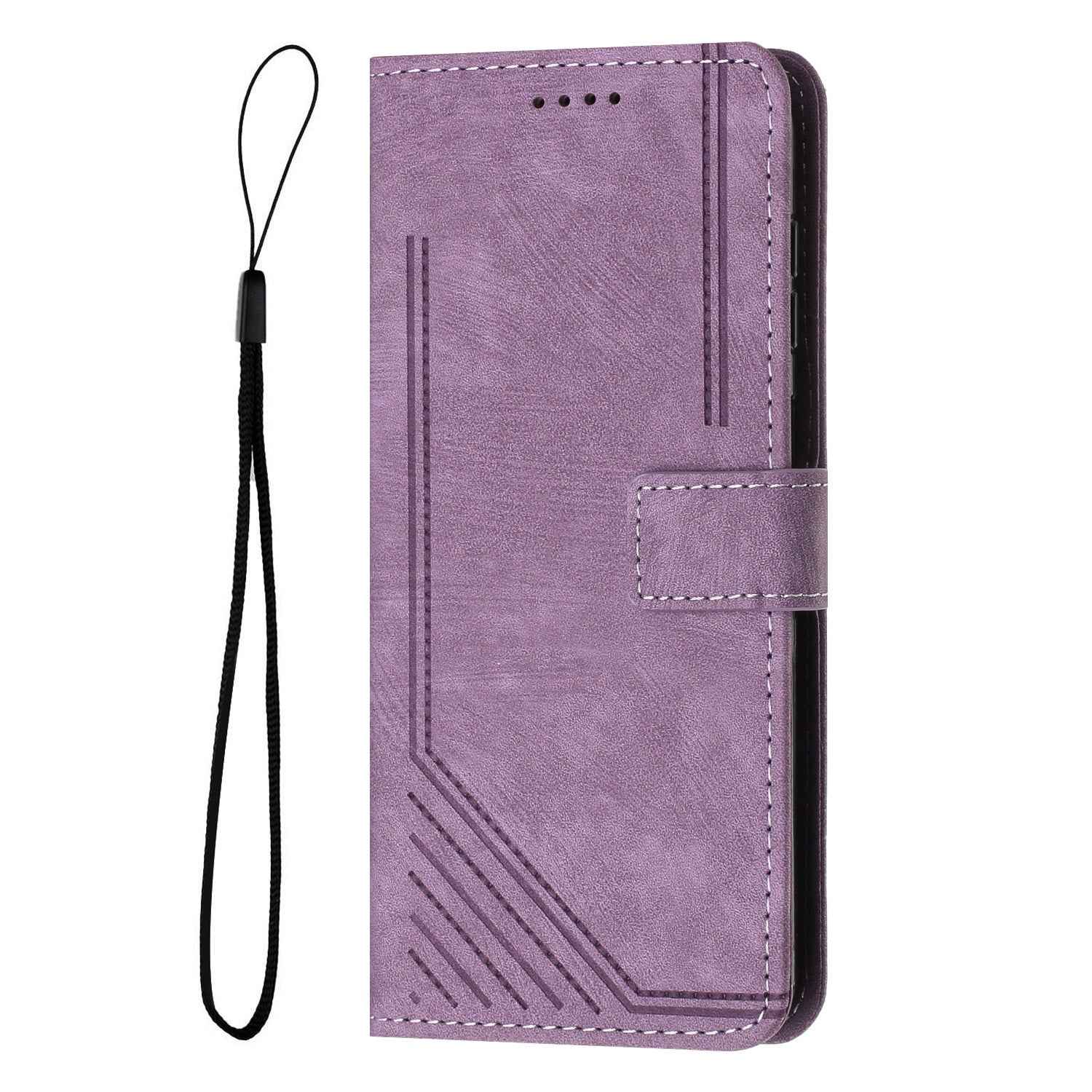 For Xiaomi 17 Pro Stand Case Imprinted Lines Leather Phone Cover - Purple