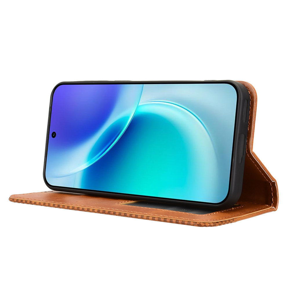 For vivo X300 5G Leather Case Wallet Stand Retro Texture Phone Cover - Brown