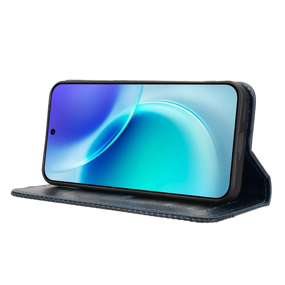 For vivo X300 5G Leather Case Wallet Stand Retro Texture Phone Cover - Blue