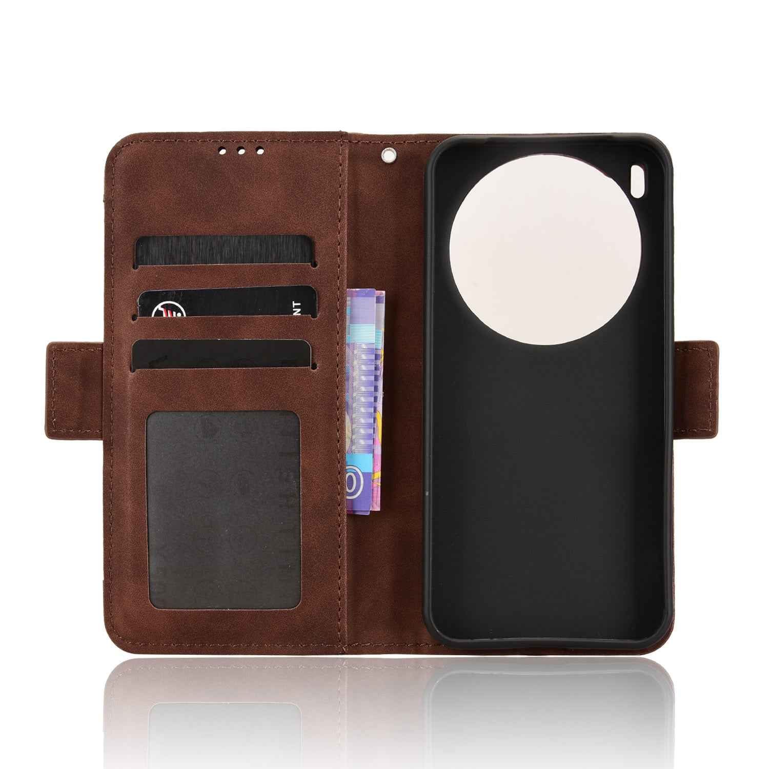 For vivo X300 Pro 5G Leather Case Phone Wallet Cover with Multiple Card Slots - Brown