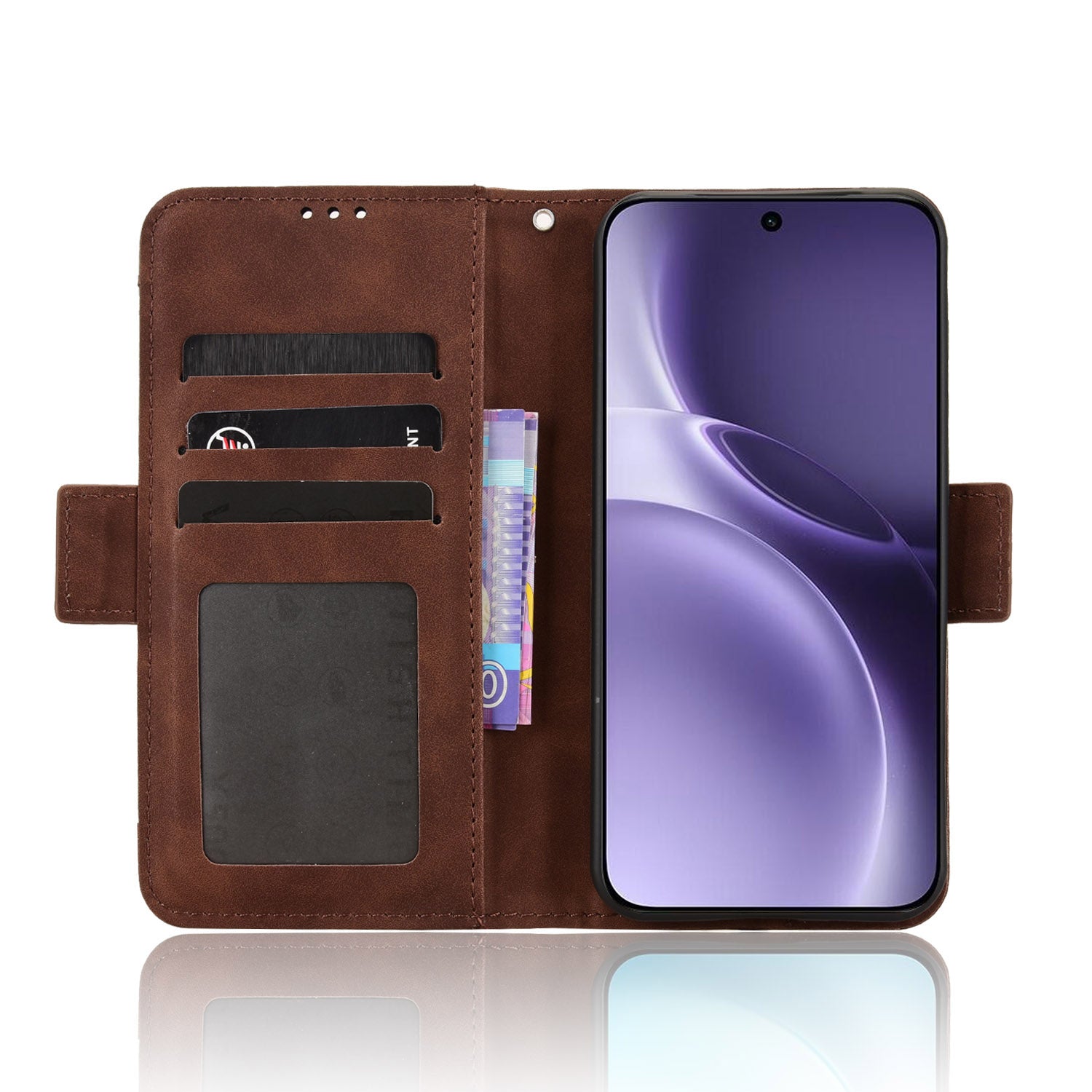 For vivo X300 Pro 5G Leather Case Phone Wallet Cover with Multiple Card Slots - Brown
