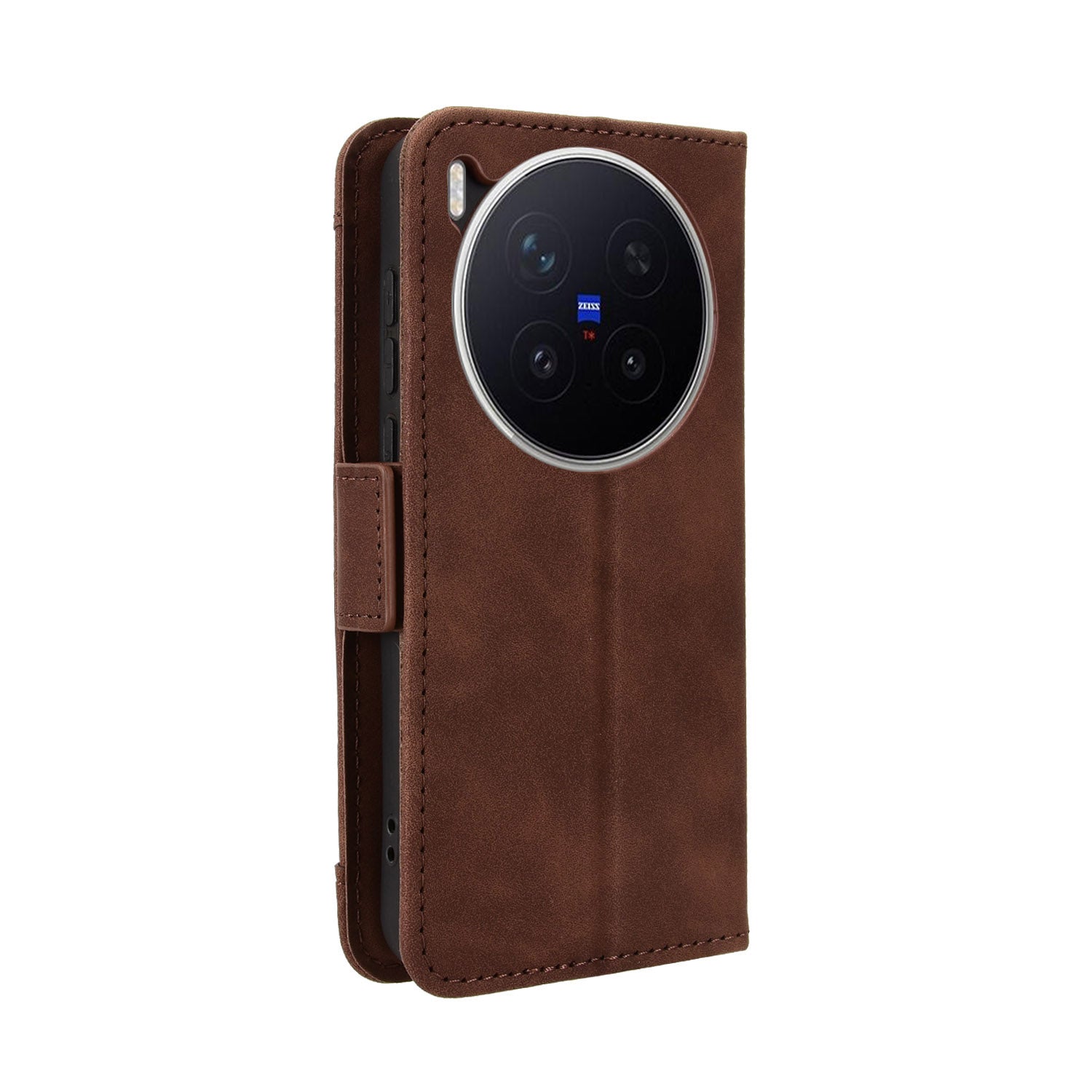 For vivo X300 Pro 5G Leather Case Phone Wallet Cover with Multiple Card Slots - Brown