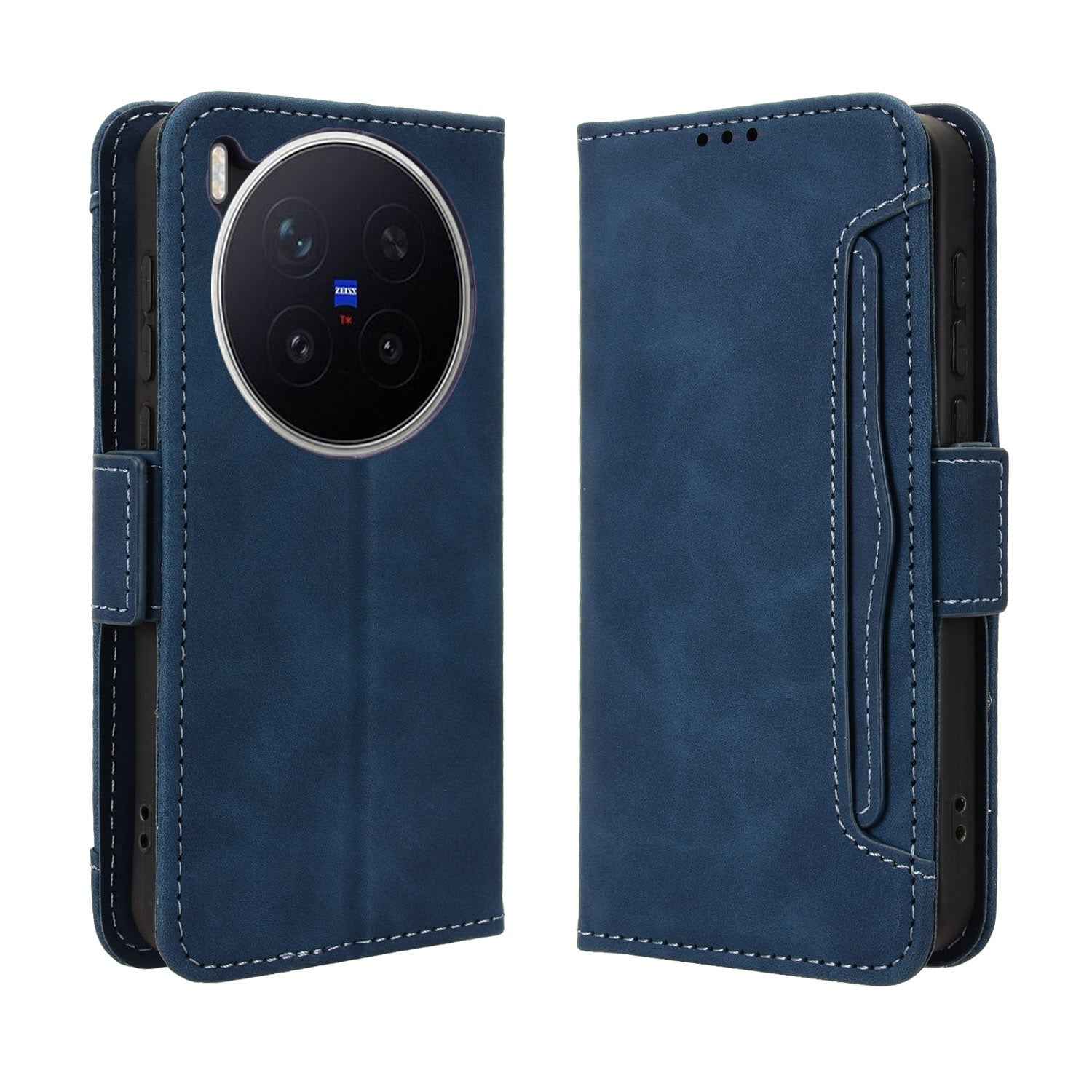 For vivo X300 Pro 5G Leather Case Phone Wallet Cover with Multiple Card Slots - Blue