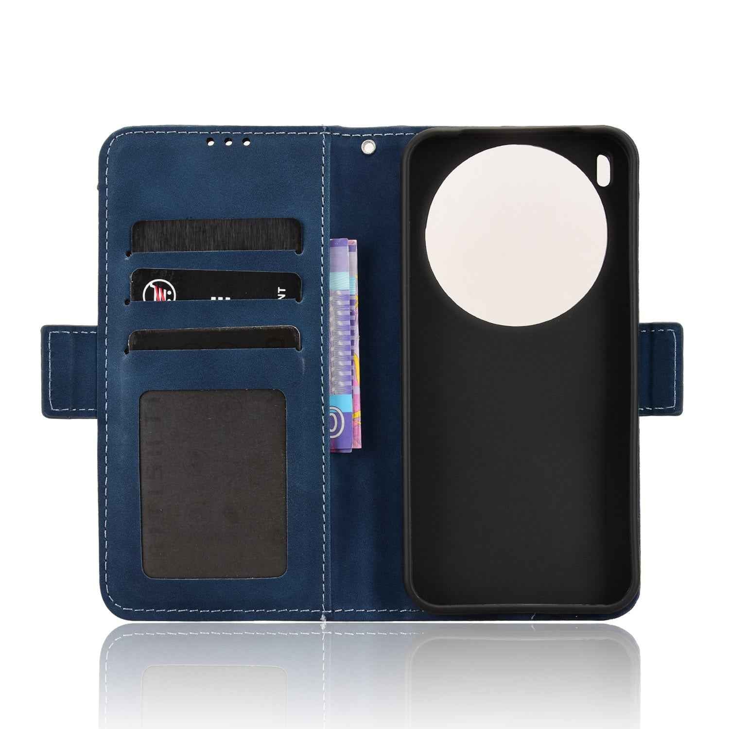 For vivo X300 Pro 5G Leather Case Phone Wallet Cover with Multiple Card Slots - Blue