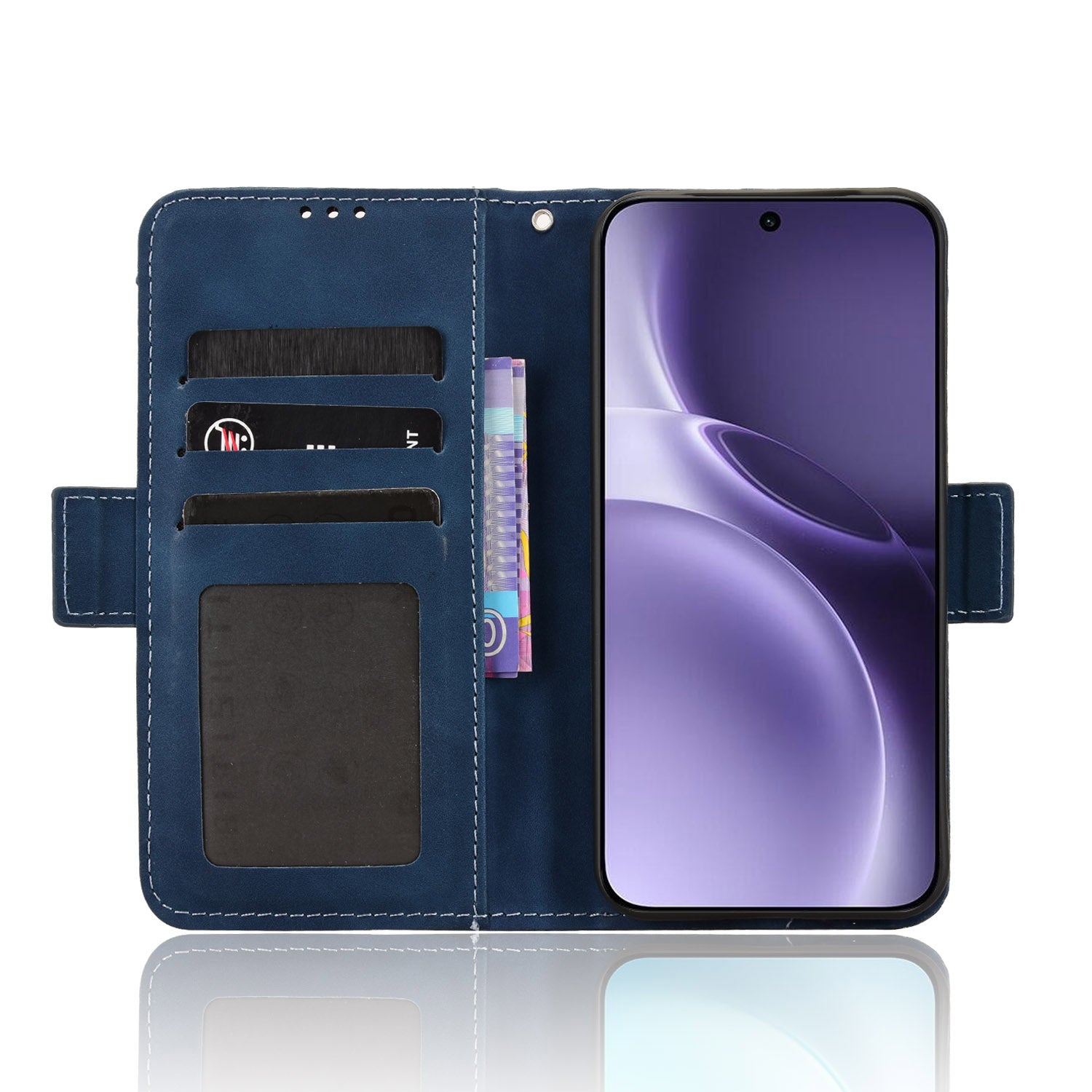 For vivo X300 Pro 5G Leather Case Phone Wallet Cover with Multiple Card Slots - Blue