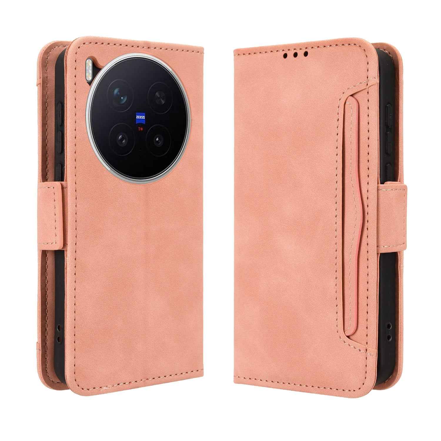 For vivo X300 Pro 5G Leather Case Phone Wallet Cover with Multiple Card Slots - Pink