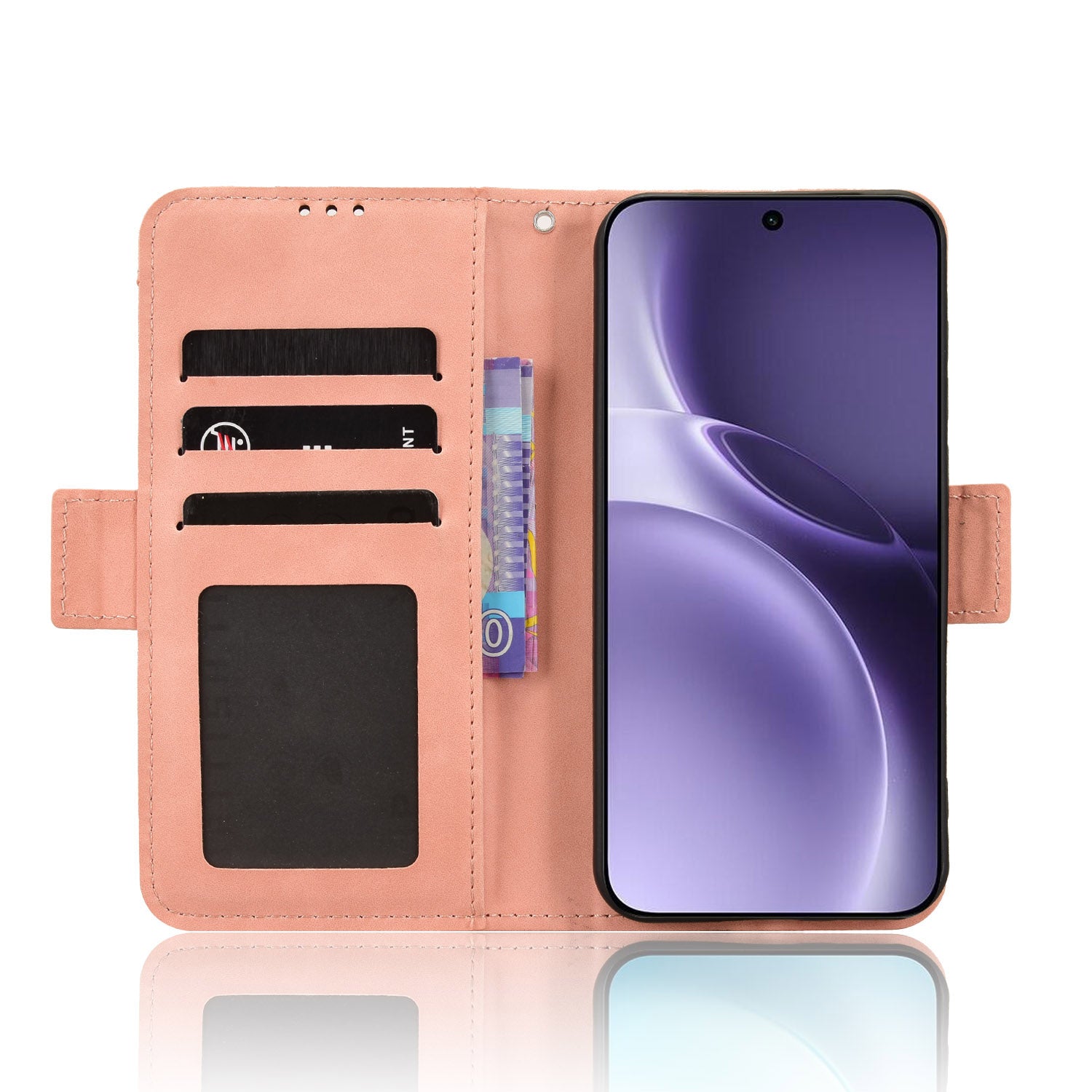 For vivo X300 Pro 5G Leather Case Phone Wallet Cover with Multiple Card Slots - Pink