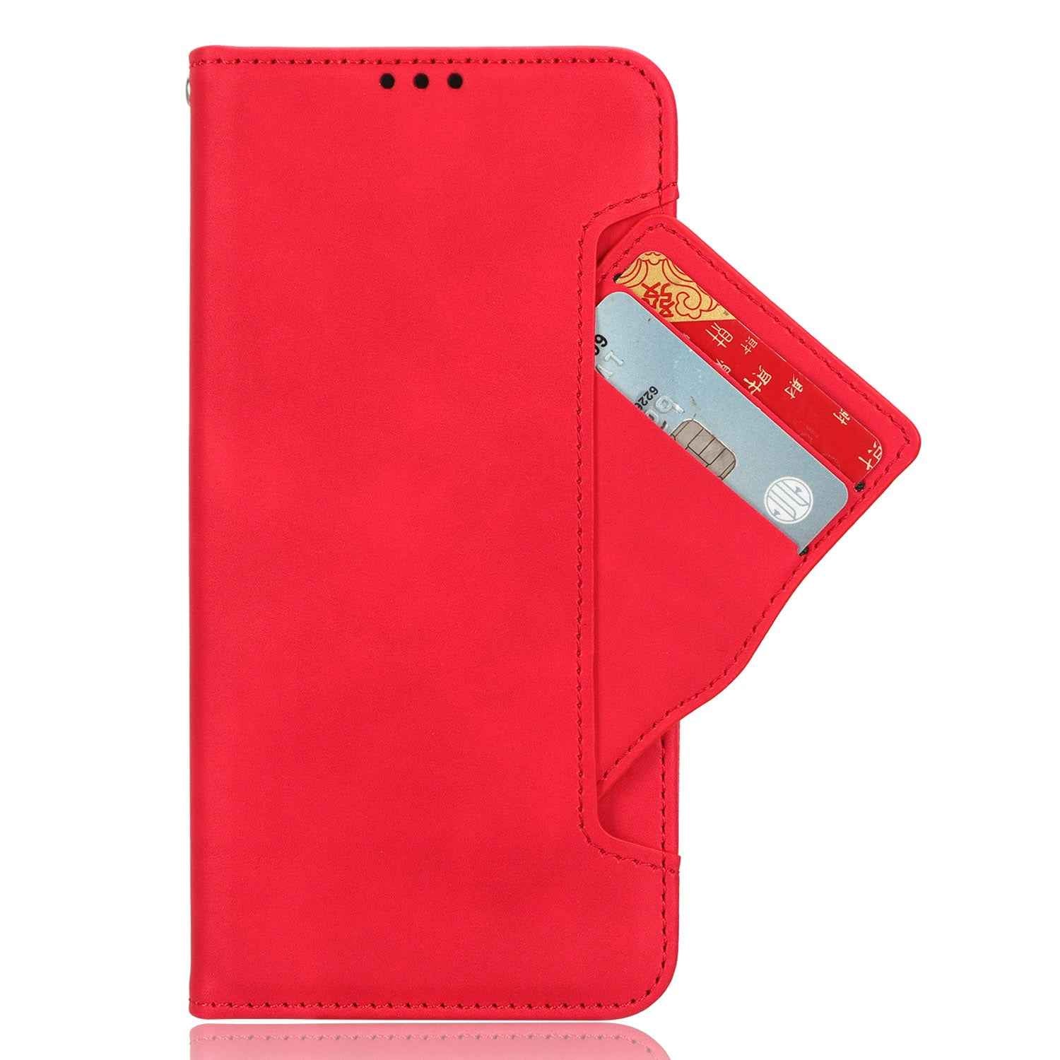 For vivo X300 Pro 5G Leather Case Phone Wallet Cover with Multiple Card Slots - Red