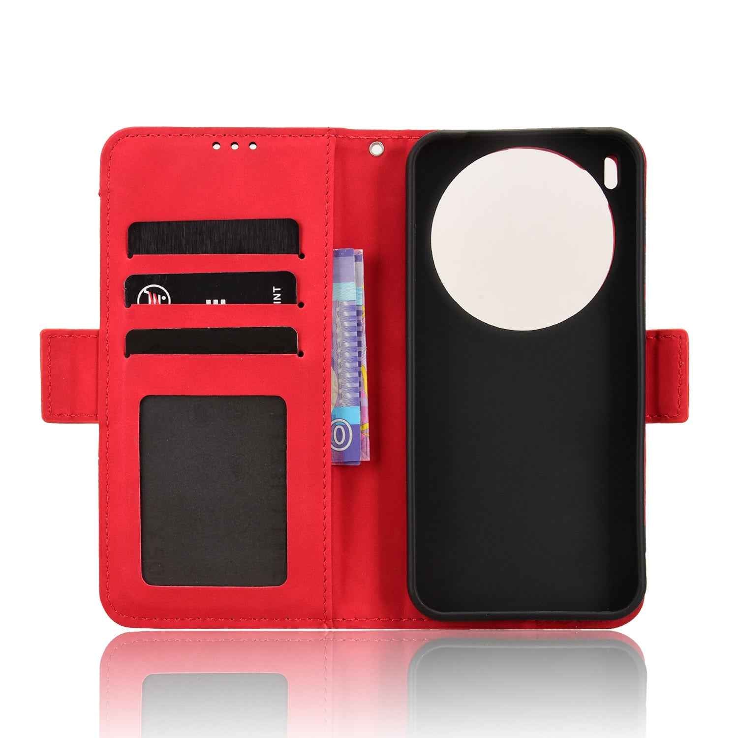 For vivo X300 Pro 5G Leather Case Phone Wallet Cover with Multiple Card Slots - Red