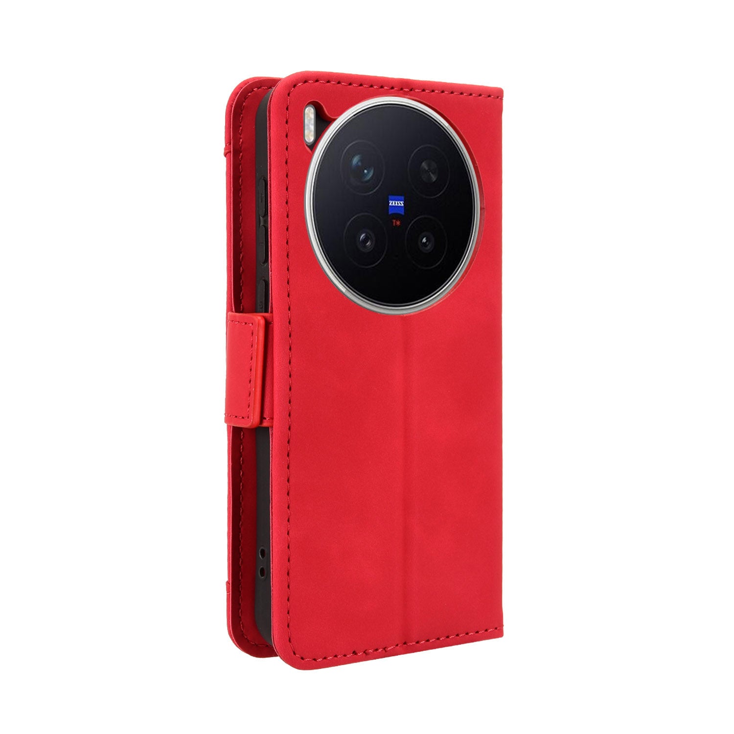 For vivo X300 Pro 5G Leather Case Phone Wallet Cover with Multiple Card Slots - Red