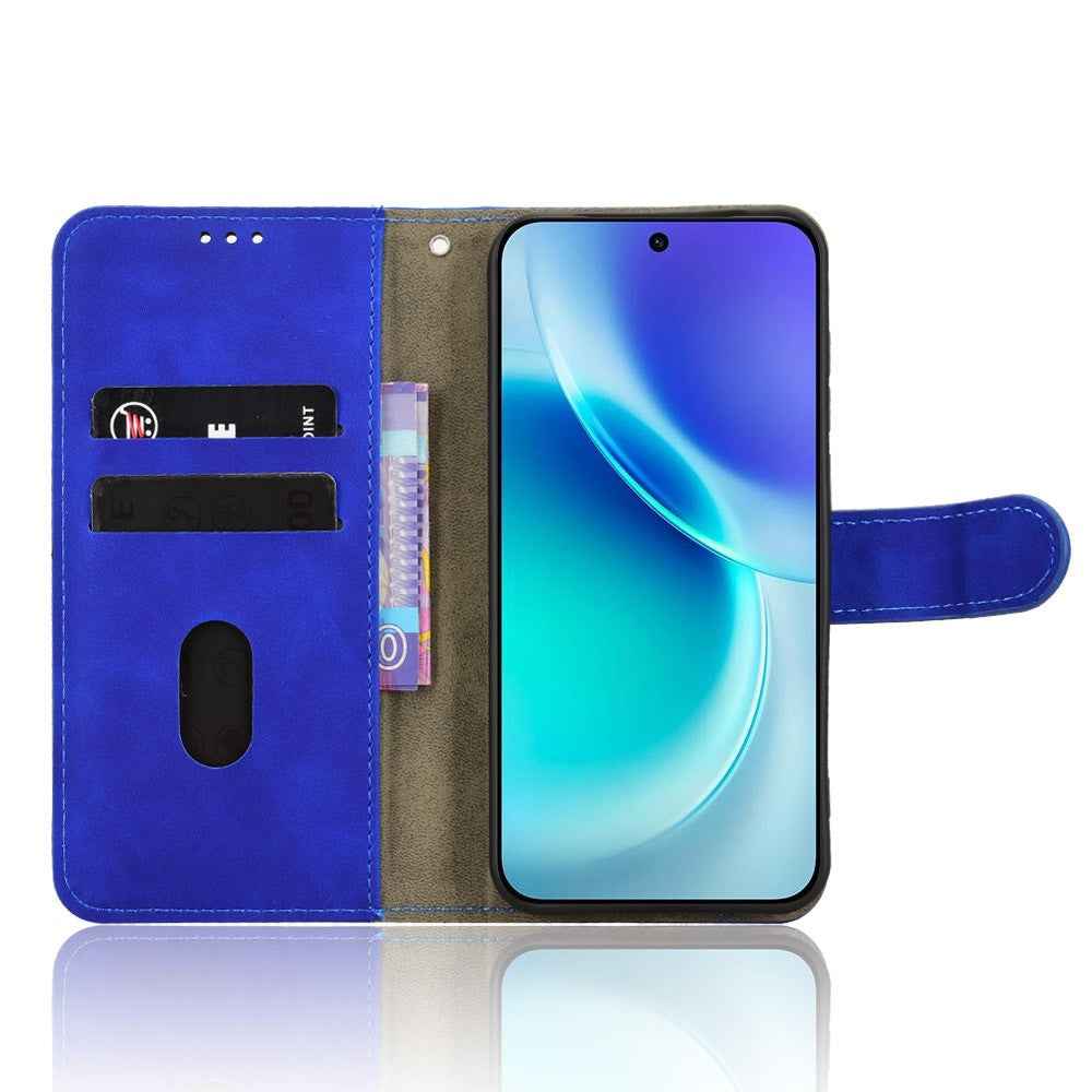 For vivo X300 5G Leather Case Skin Feel Anti Drop Wallet Flip Phone Cover - Blue