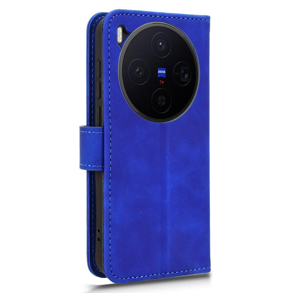 For vivo X300 5G Leather Case Skin Feel Anti Drop Wallet Flip Phone Cover - Blue