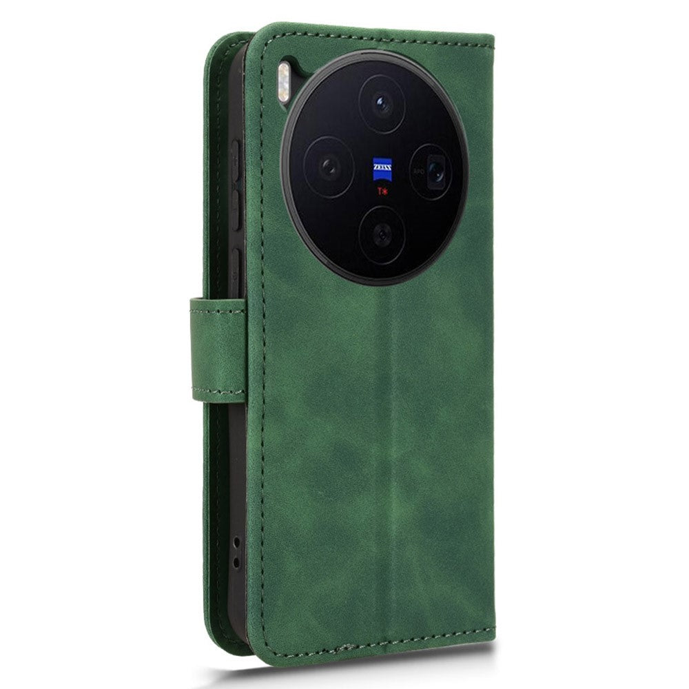 For vivo X300 5G Leather Case Skin Feel Anti Drop Wallet Flip Phone Cover - Green
