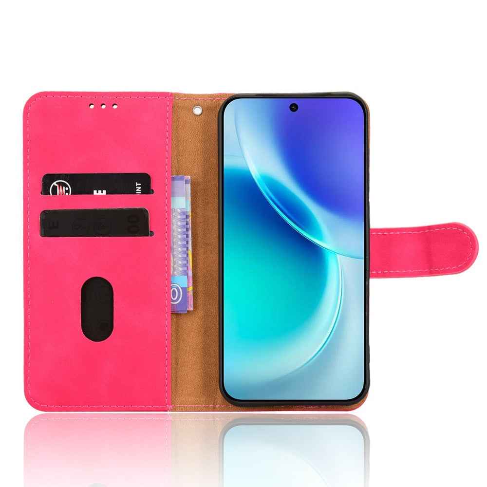 For vivo X300 5G Leather Case Skin Feel Anti Drop Wallet Flip Phone Cover - Rose