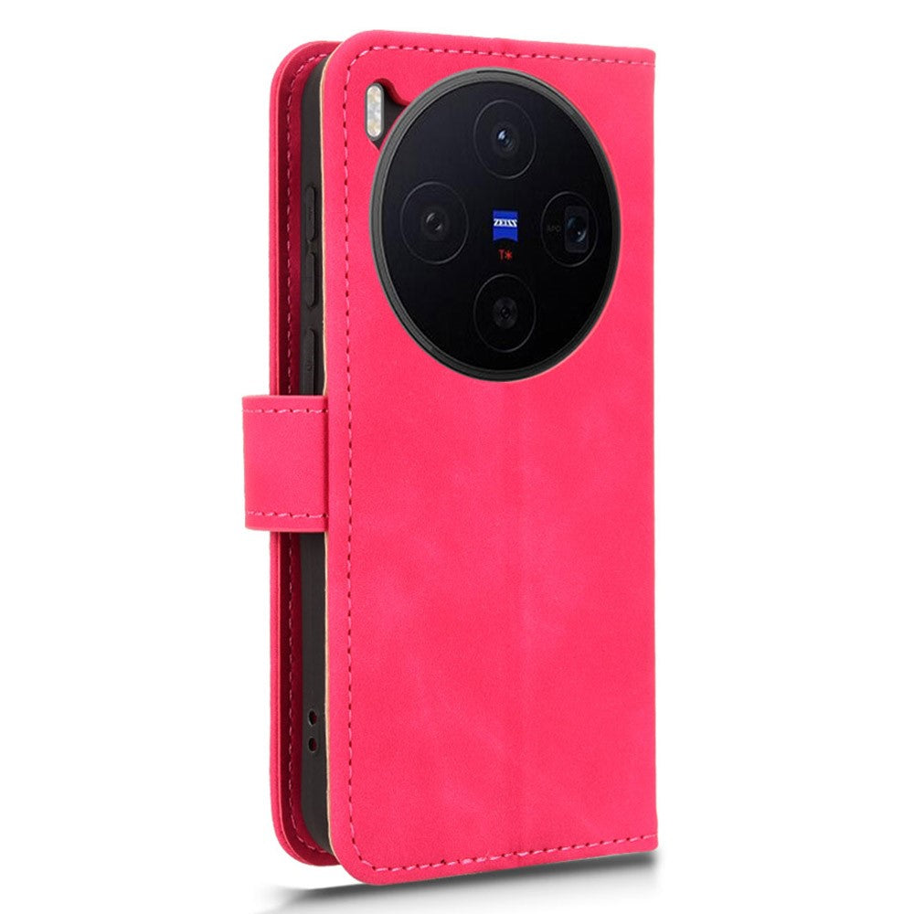 For vivo X300 5G Leather Case Skin Feel Anti Drop Wallet Flip Phone Cover - Rose