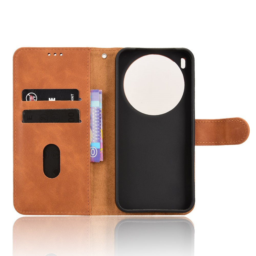 For vivo X300 5G Leather Case Skin Feel Anti Drop Wallet Flip Phone Cover - Brown