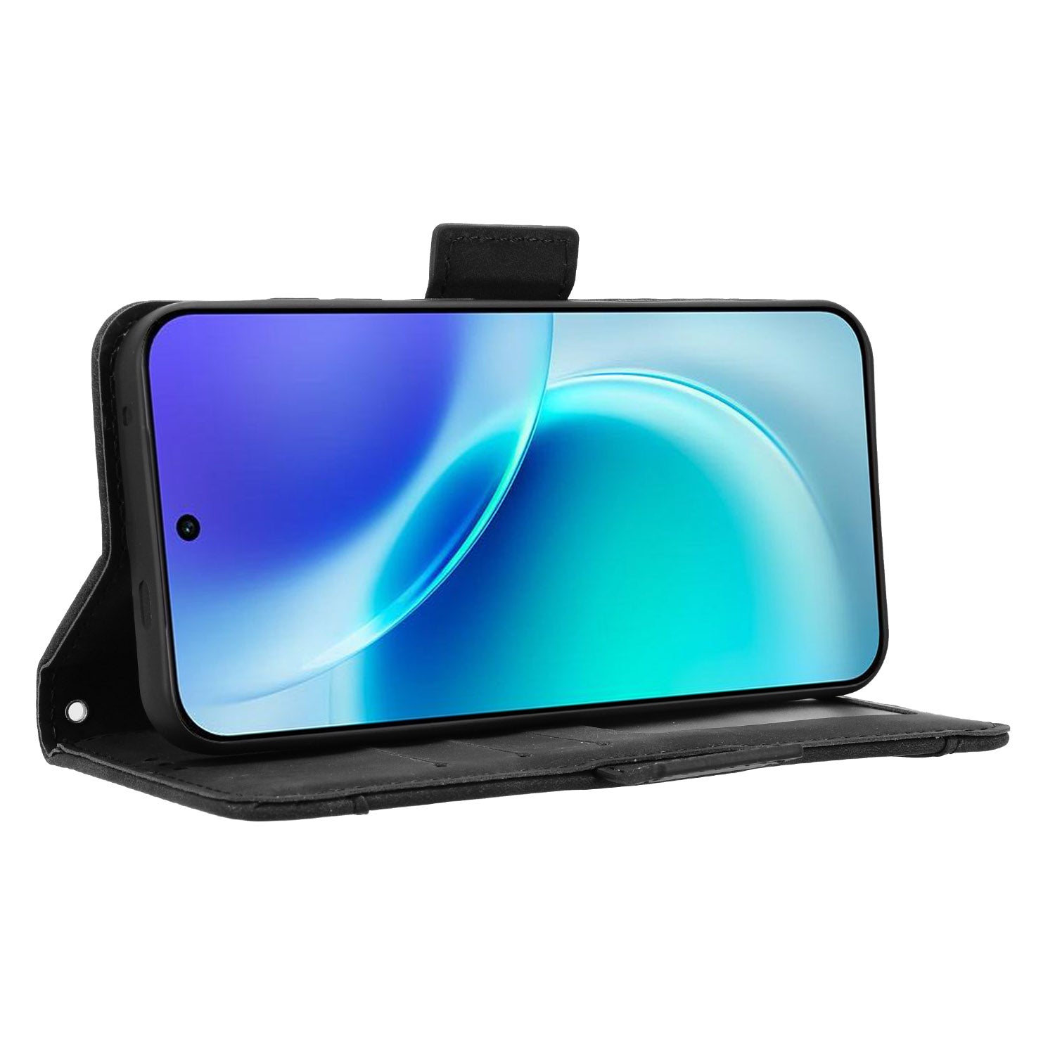 For vivo X300 5G Leather Case Phone Wallet Cover with Multiple Card Slots - Black