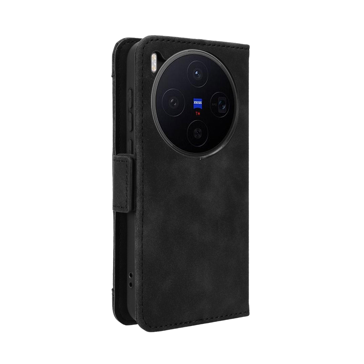 For vivo X300 5G Leather Case Phone Wallet Cover with Multiple Card Slots - Black