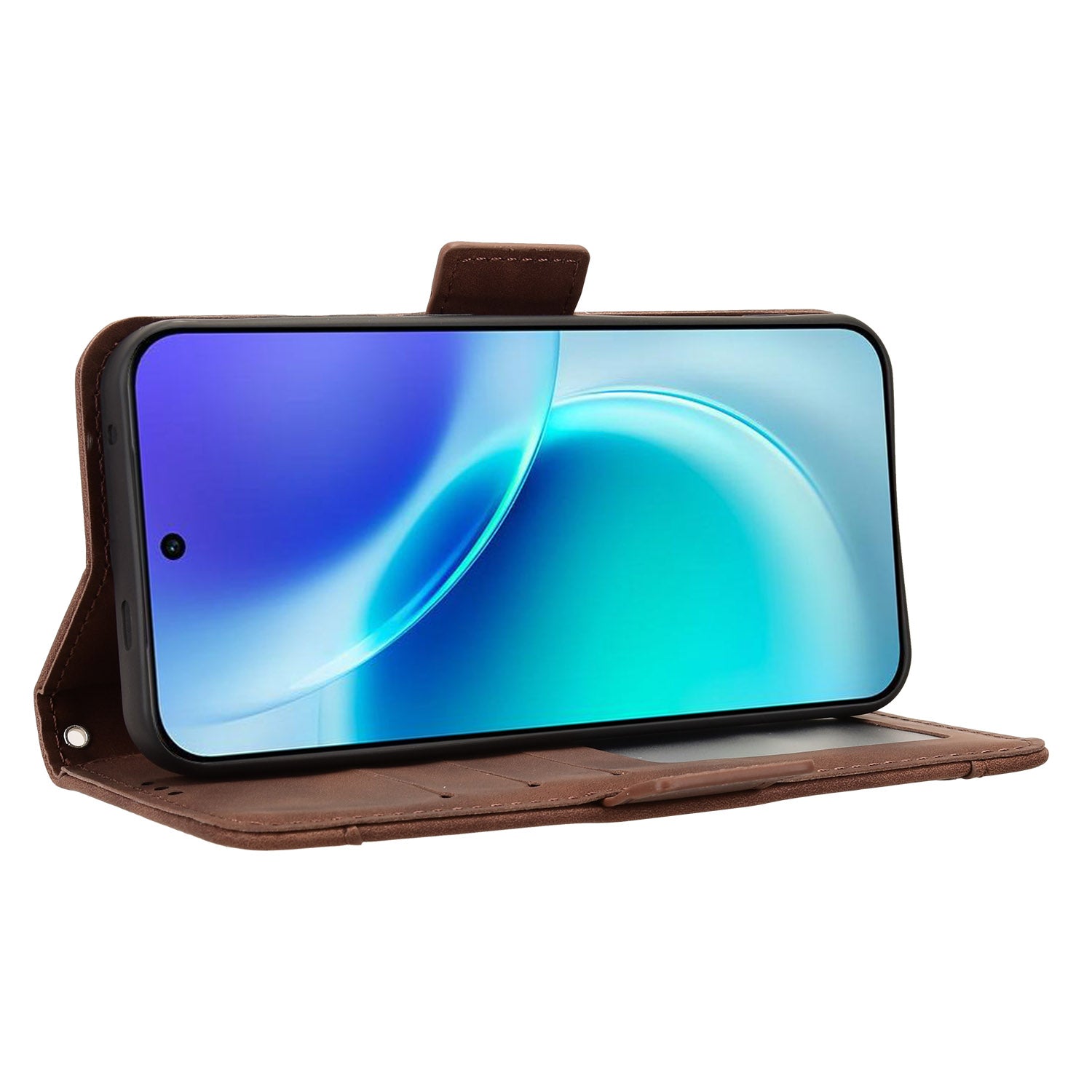 For vivo X300 5G Leather Case Phone Wallet Cover with Multiple Card Slots - Brown