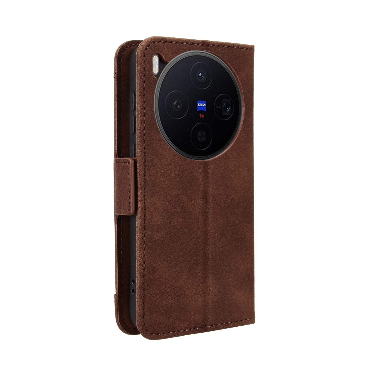 For vivo X300 5G Leather Case Phone Wallet Cover with Multiple Card Slots - Brown