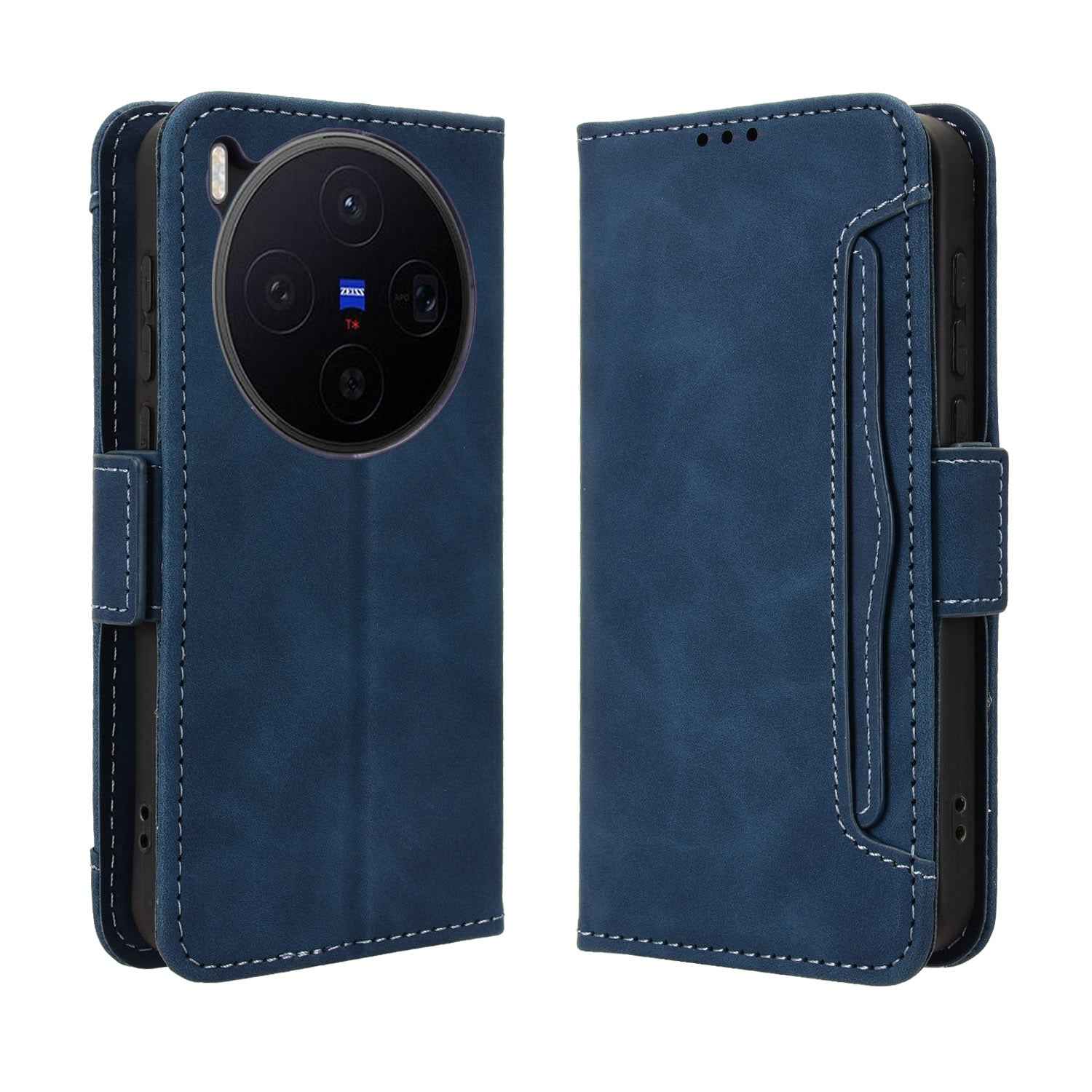For vivo X300 5G Leather Case Phone Wallet Cover with Multiple Card Slots - Blue