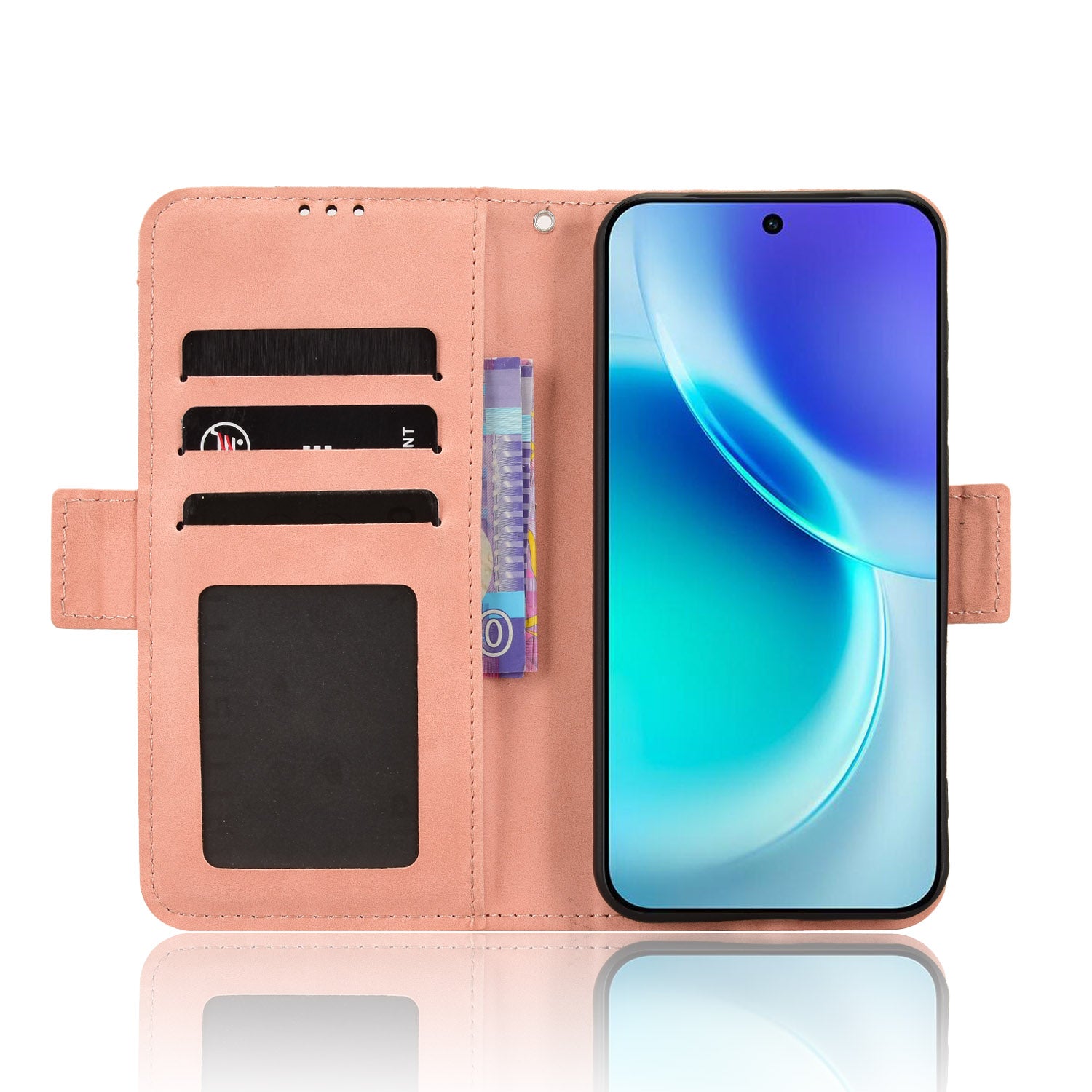 For vivo X300 5G Leather Case Phone Wallet Cover with Multiple Card Slots - Pink