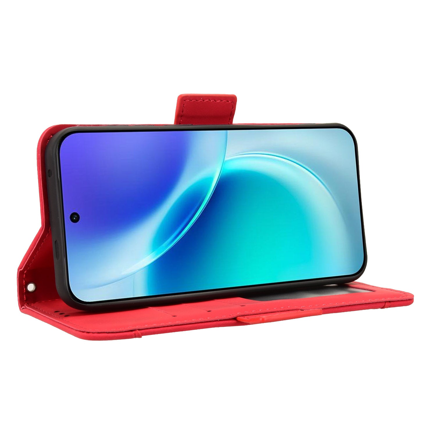 For vivo X300 5G Leather Case Phone Wallet Cover with Multiple Card Slots - Red