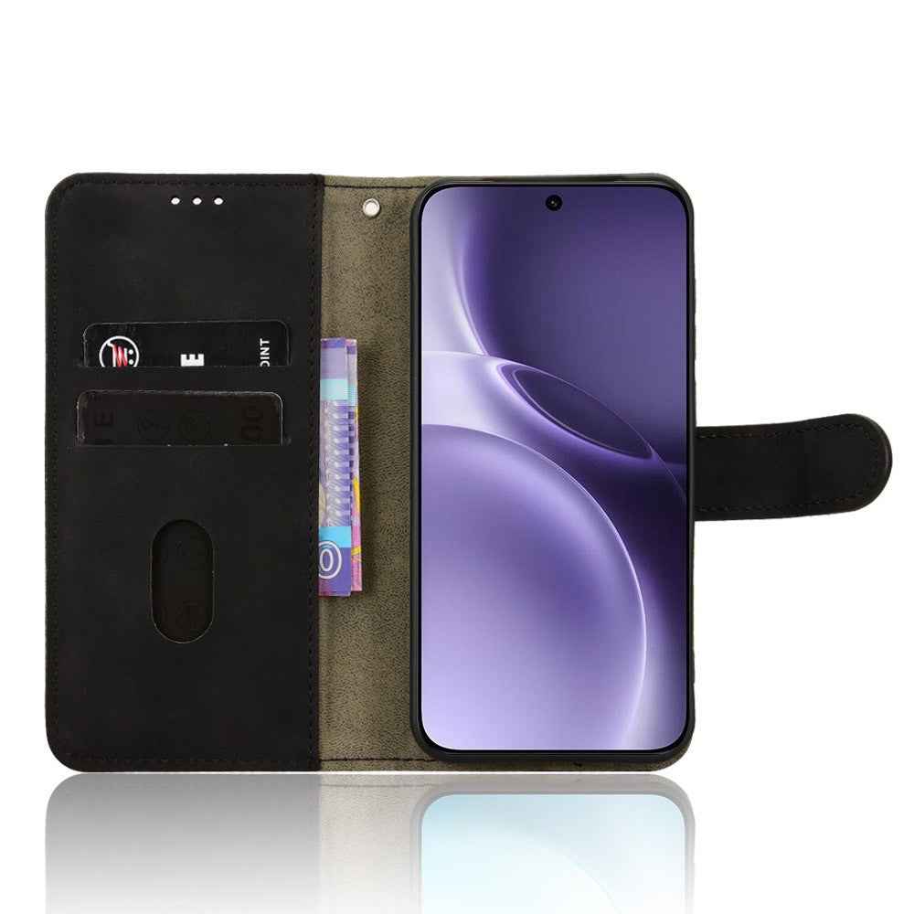 For vivo X300 Pro 5G Leather Case Skin Feel Anti Drop Wallet Flip Phone Cover - Black