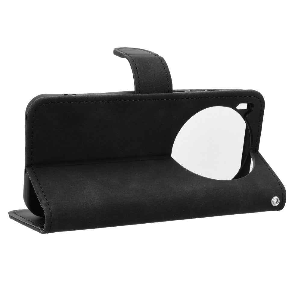 For vivo X300 Pro 5G Leather Case Skin Feel Anti Drop Wallet Flip Phone Cover - Black