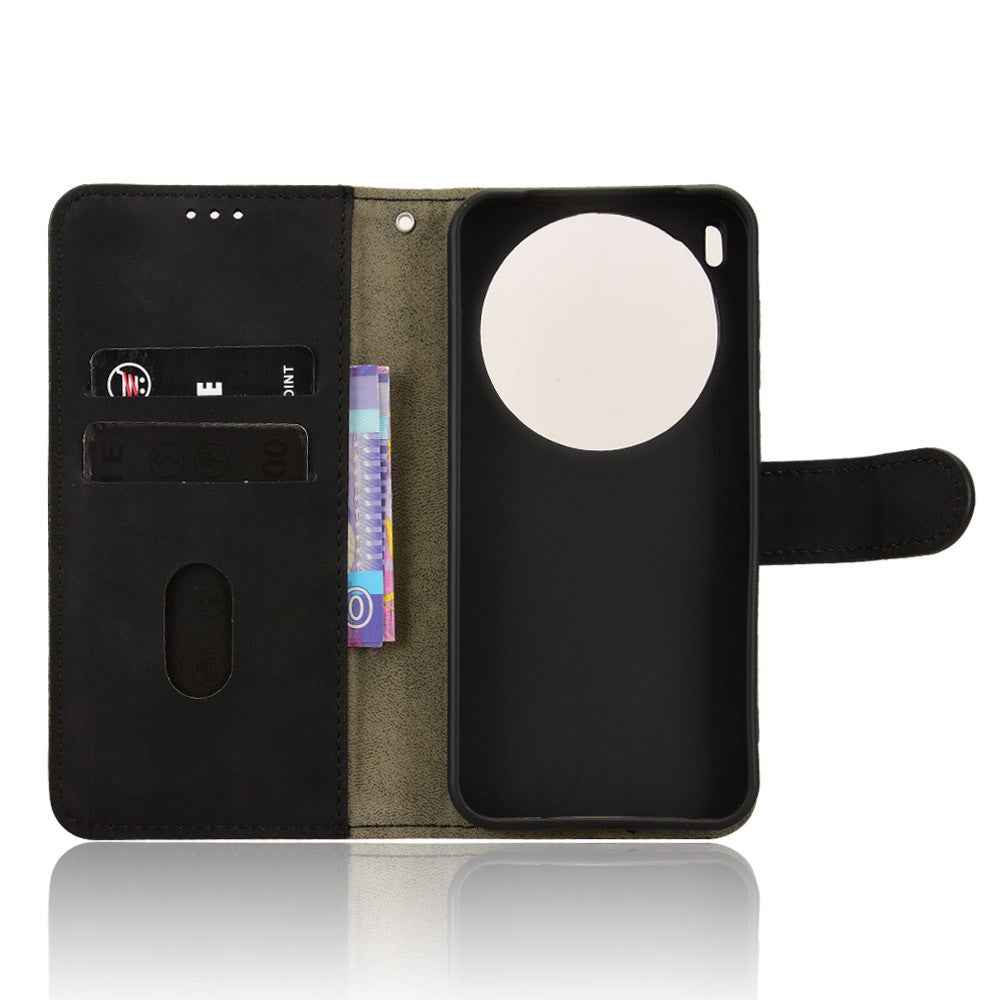 For vivo X300 Pro 5G Leather Case Skin Feel Anti Drop Wallet Flip Phone Cover - Black
