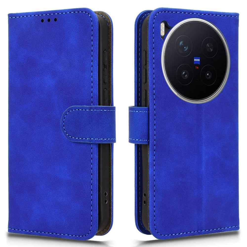 For vivo X300 Pro 5G Leather Case Skin Feel Anti Drop Wallet Flip Phone Cover - Blue