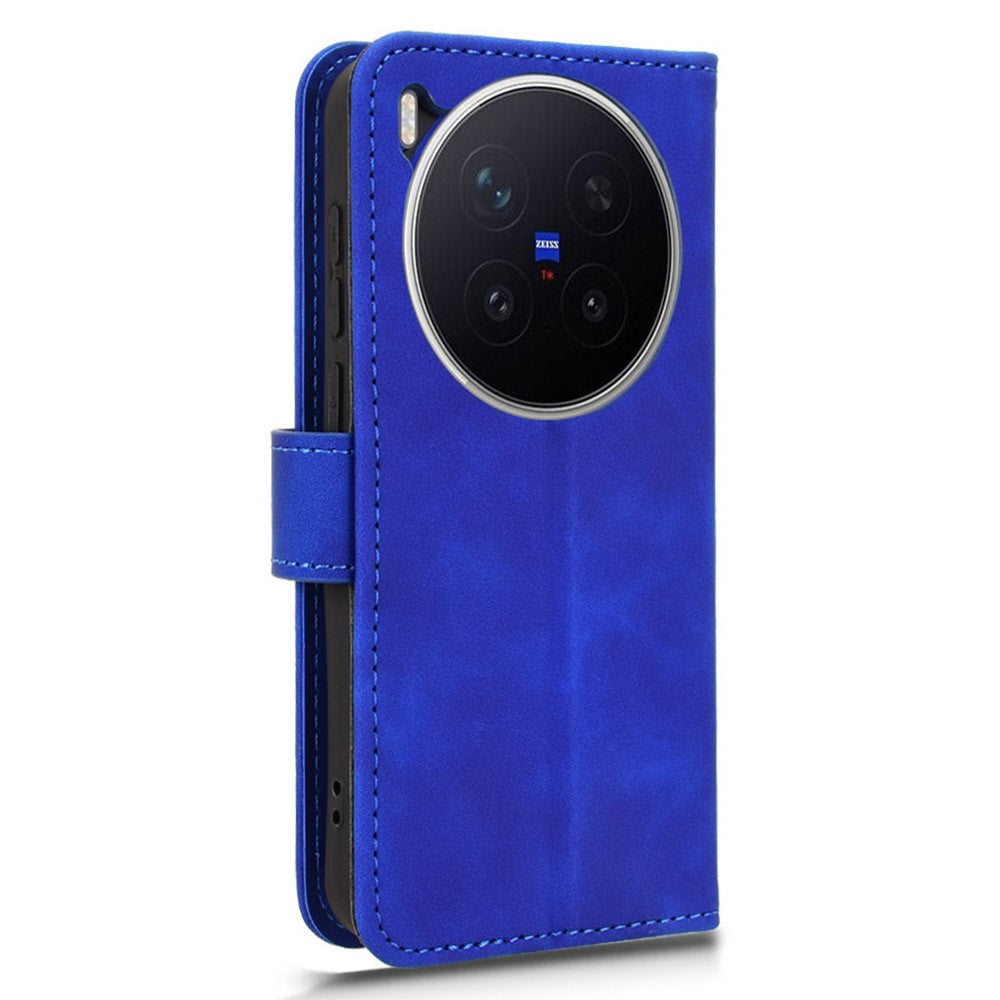 For vivo X300 Pro 5G Leather Case Skin Feel Anti Drop Wallet Flip Phone Cover - Blue
