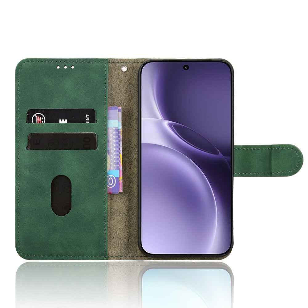 For vivo X300 Pro 5G Leather Case Skin Feel Anti Drop Wallet Flip Phone Cover - Green