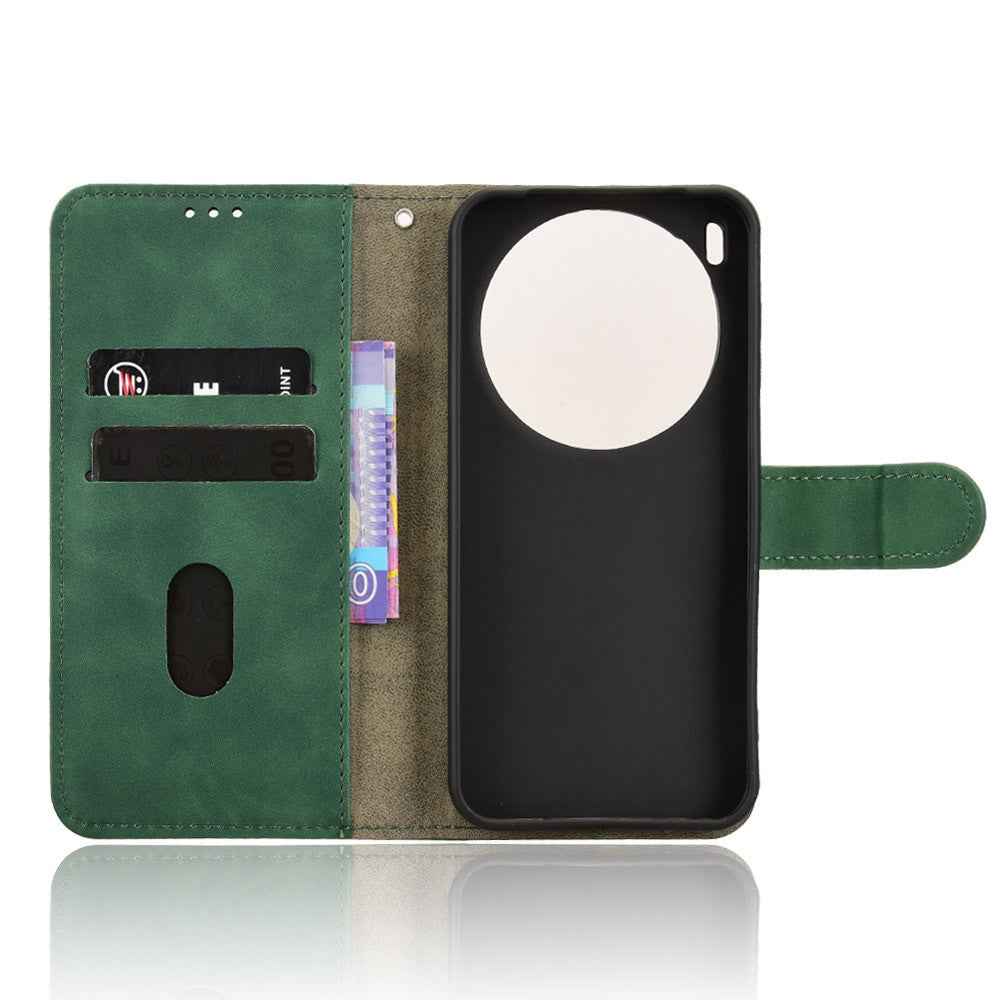 For vivo X300 Pro 5G Leather Case Skin Feel Anti Drop Wallet Flip Phone Cover - Green