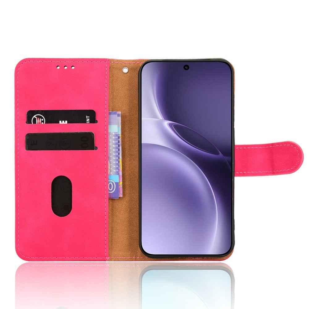 For vivo X300 Pro 5G Leather Case Skin Feel Anti Drop Wallet Flip Phone Cover - Rose