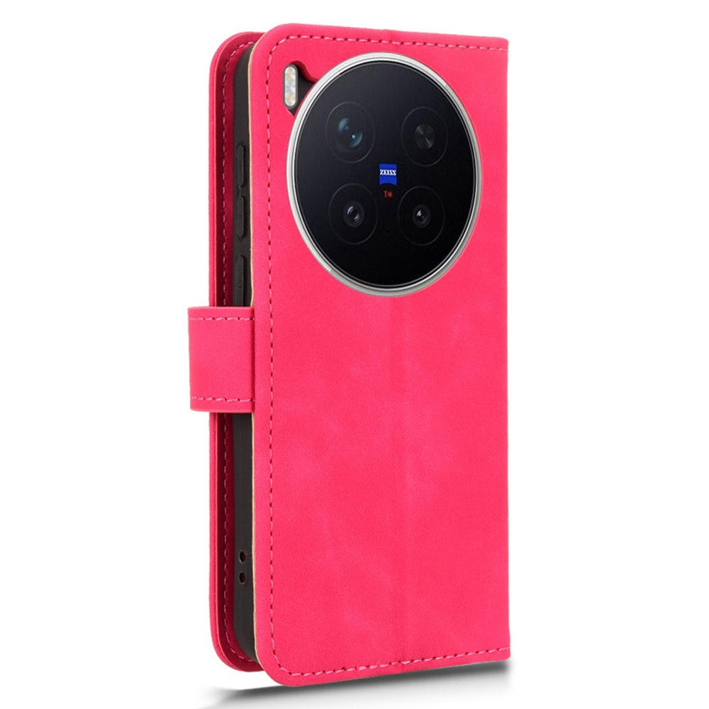 For vivo X300 Pro 5G Leather Case Skin Feel Anti Drop Wallet Flip Phone Cover - Rose