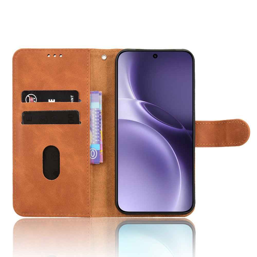 For vivo X300 Pro 5G Leather Case Skin Feel Anti Drop Wallet Flip Phone Cover - Brown