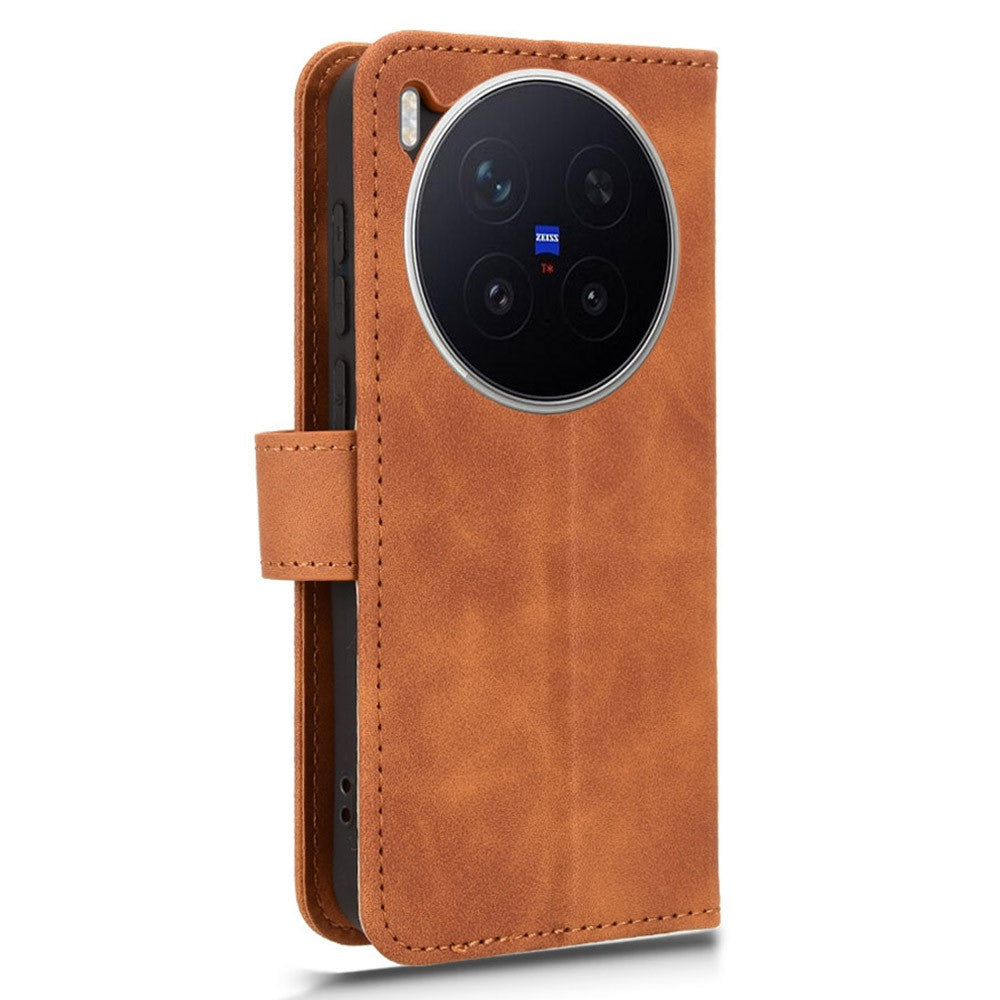 For vivo X300 Pro 5G Leather Case Skin Feel Anti Drop Wallet Flip Phone Cover - Brown