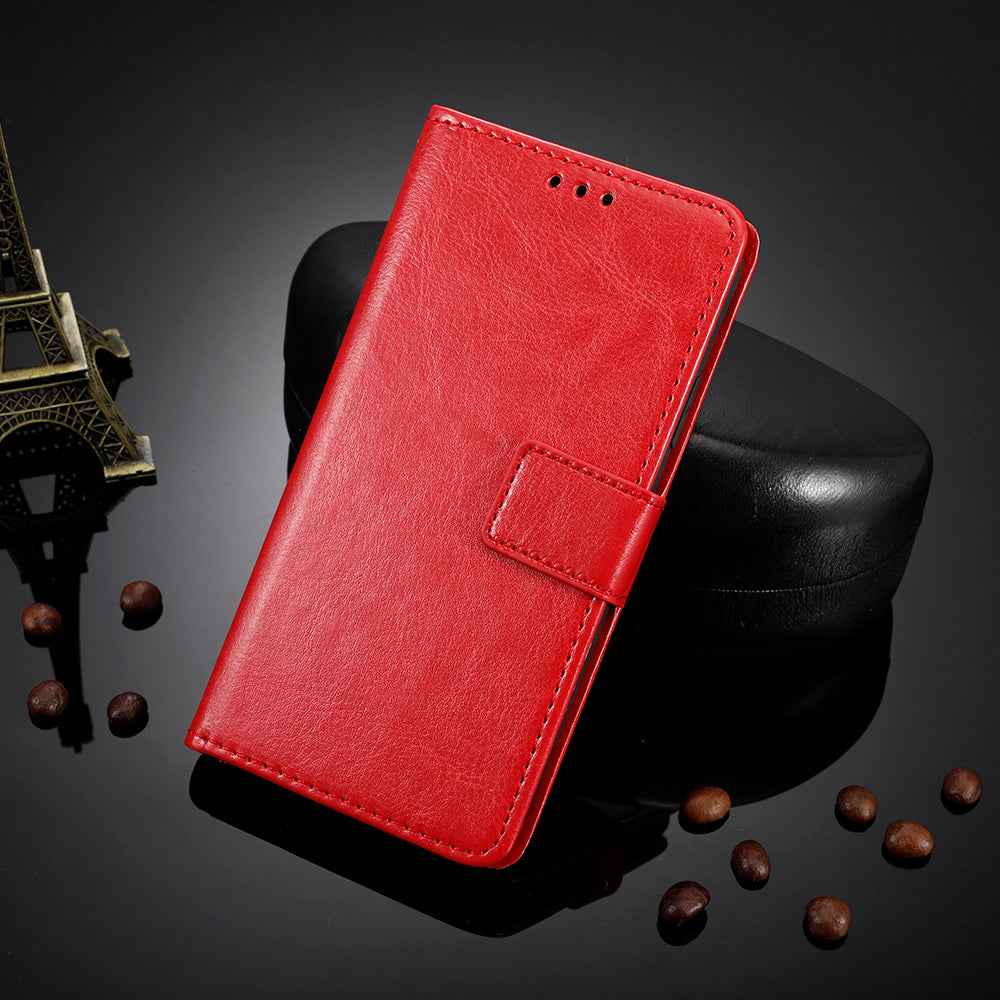 For vivo X300 Pro 5G PU Leather Case with Strap Crazy Horse Texture Phone Wallet Cover - Red