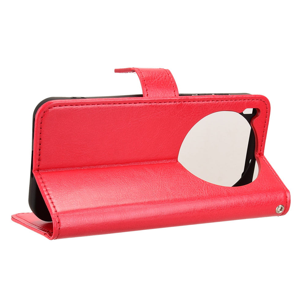 For vivo X300 Pro 5G PU Leather Case with Strap Crazy Horse Texture Phone Wallet Cover - Red